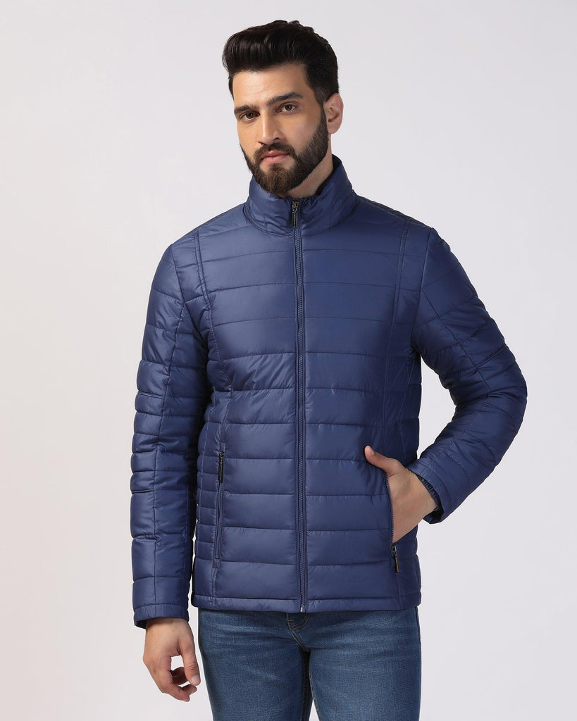 Formal Navy Solid Zipper Jacket - Caproni