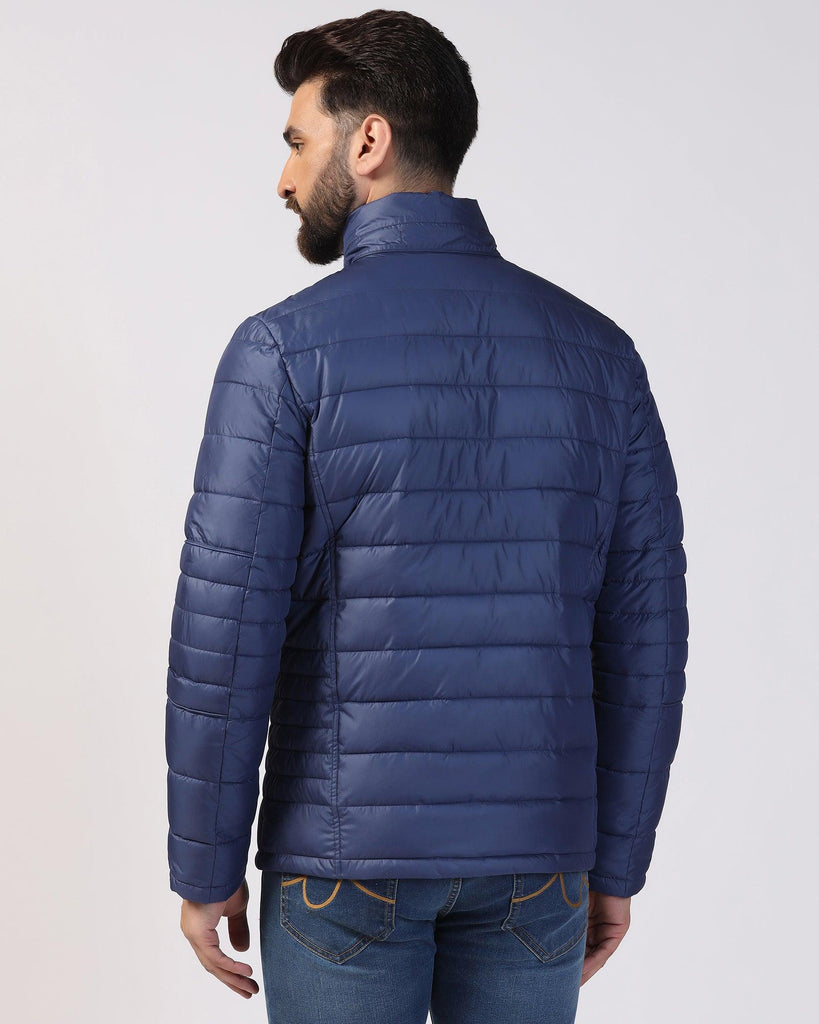 Formal Navy Solid Zipper Jacket - Caproni