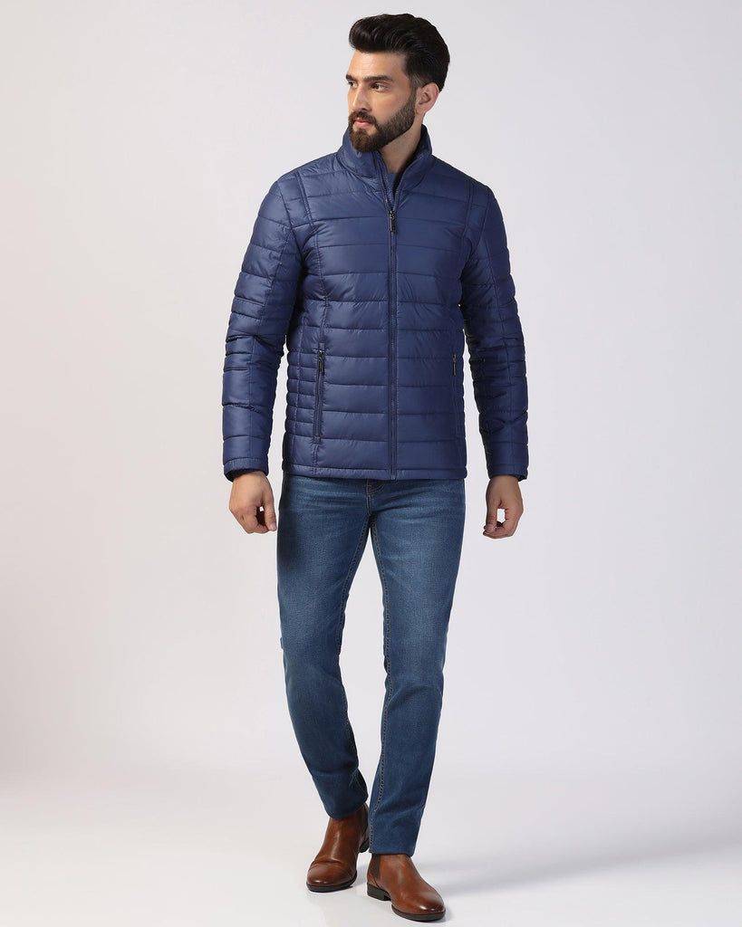 Formal Navy Solid Zipper Jacket - Caproni