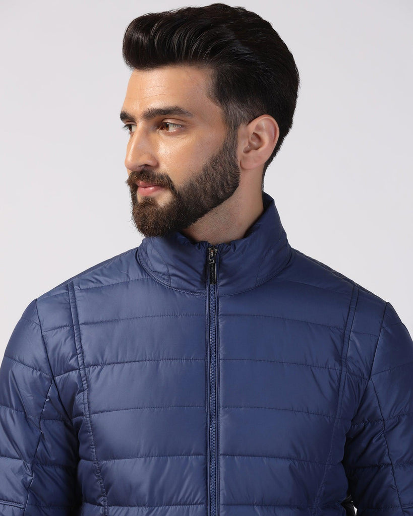 Formal Navy Solid Zipper Jacket - Caproni