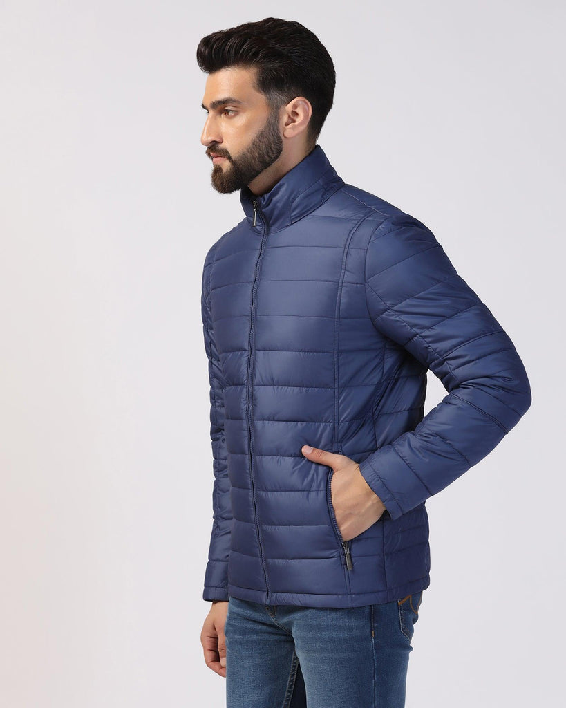 Formal Navy Solid Zipper Jacket - Caproni