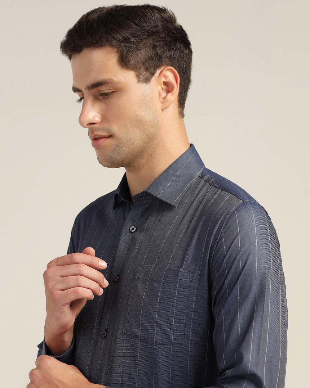 Denim Stripey Shirt - Navy