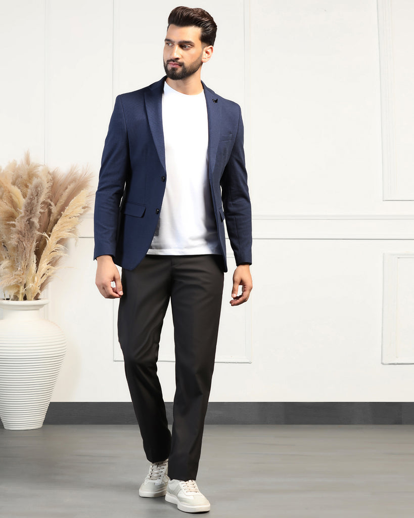 Formal Navy Textured Blazer - Artura