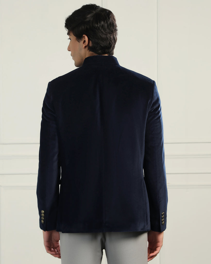 Bandhgala Formal Navy Solid Blazer - Triber