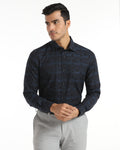 Formal Navy Jacquard Shirt - Latin