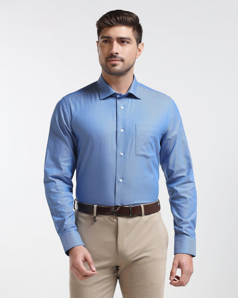 Formal Navy Textured Shirt - Luck