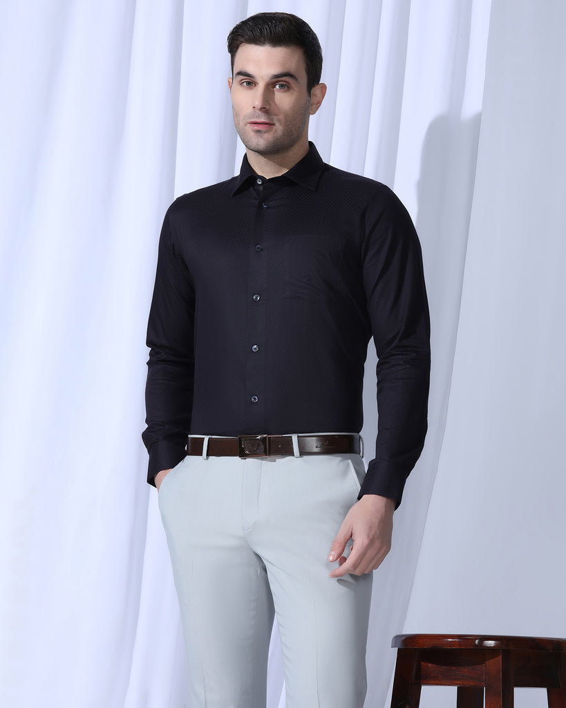 Formal Navy Textured Shirt - Shark