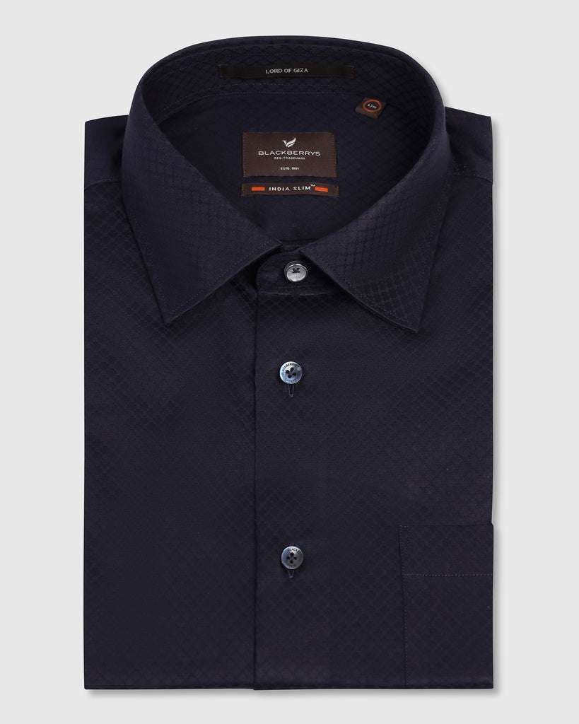 Formal Navy Textured Shirt - Shark