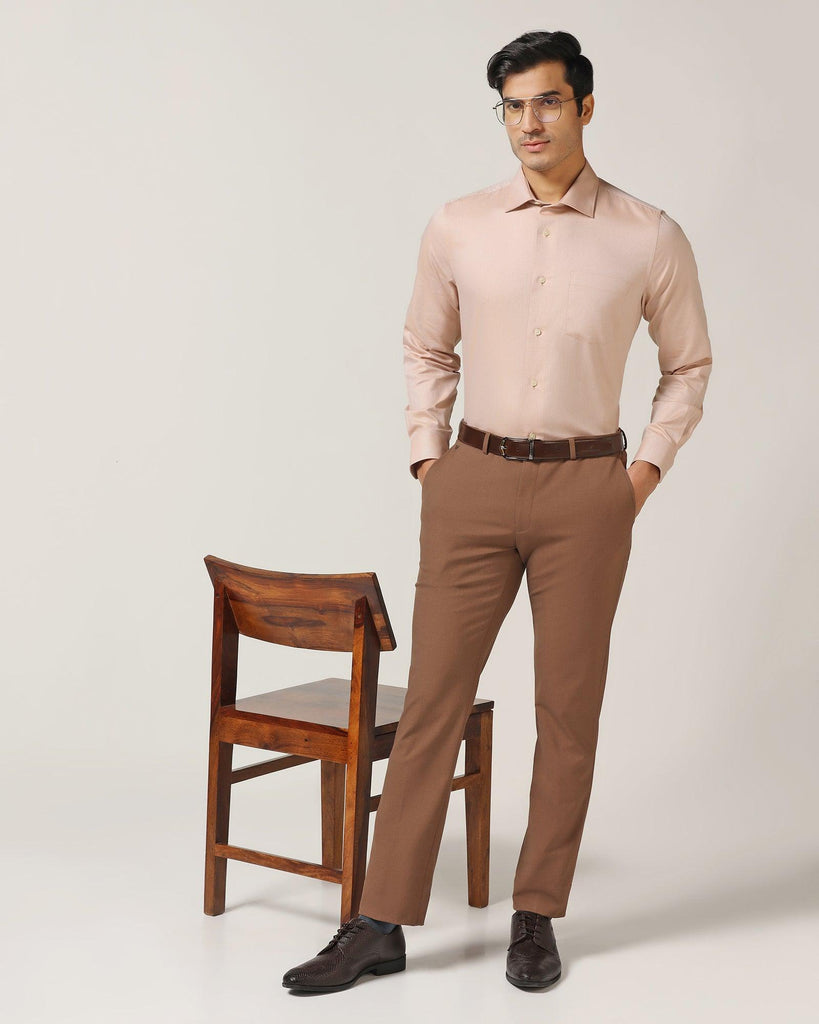 Formal Ochre Textured Shirt - Luck