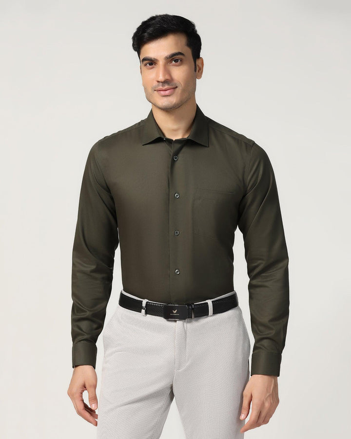 Non Iron Formal Olive Textured Shirt - P31