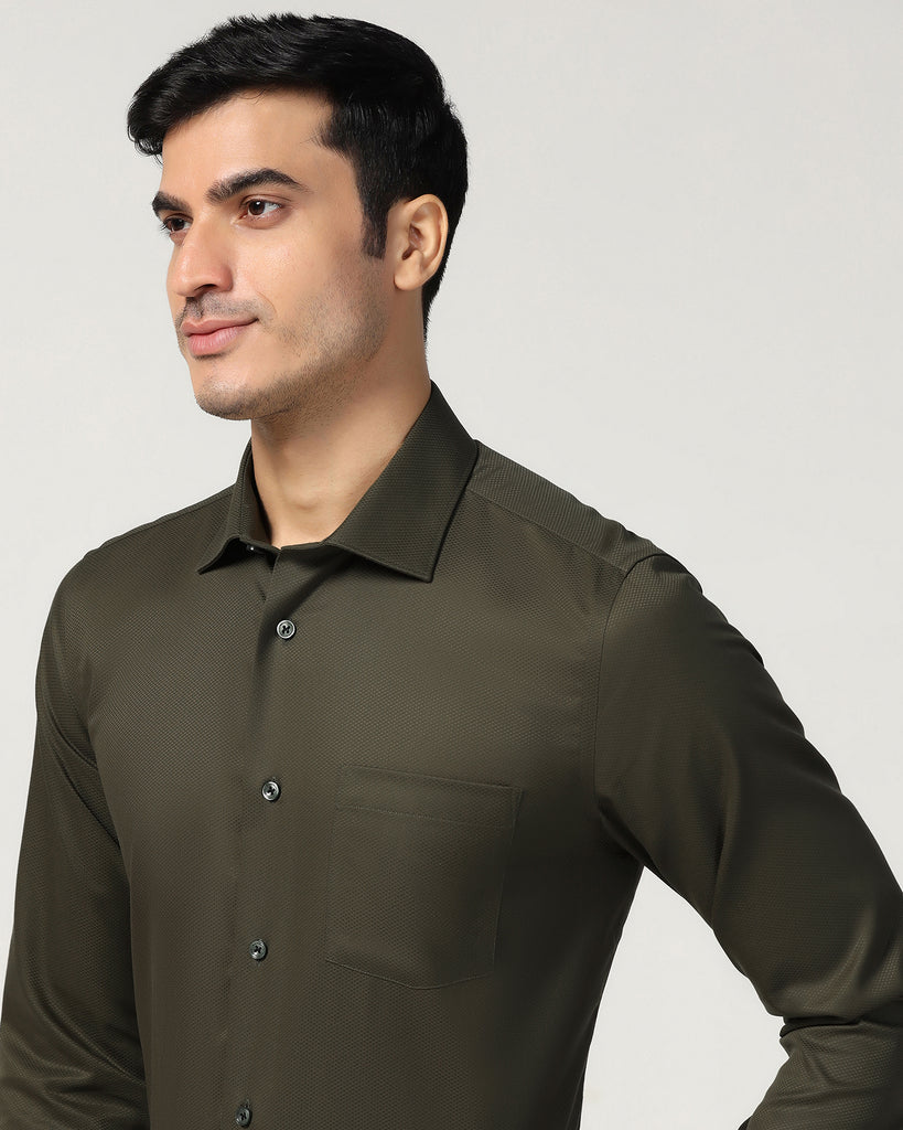 Formal Olive Textured Shirt - P31