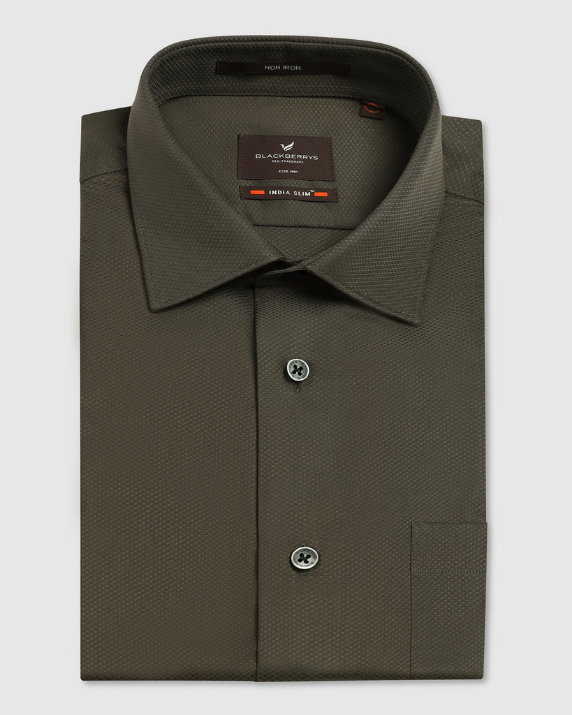 Formal Olive Textured Shirt - P31