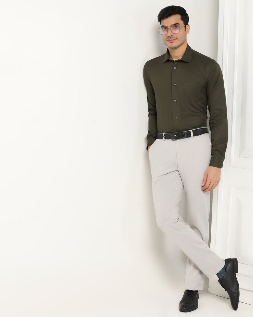 Formal Olive Textured Shirt - P31