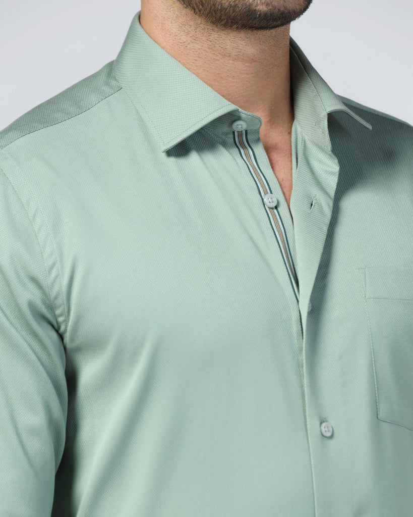 Formal Olive Textured Shirt - Soy