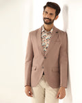Formal Peach Solid Blazer - Gravity