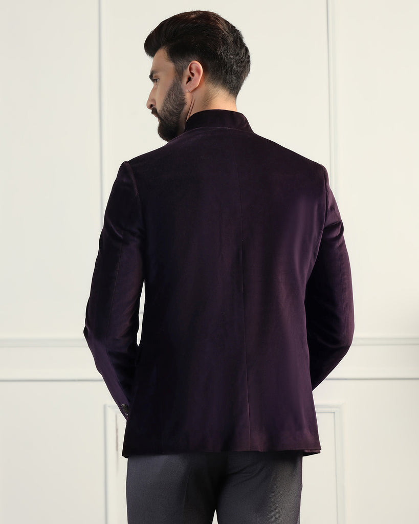 Formal Purple Textured Blazer - Triber