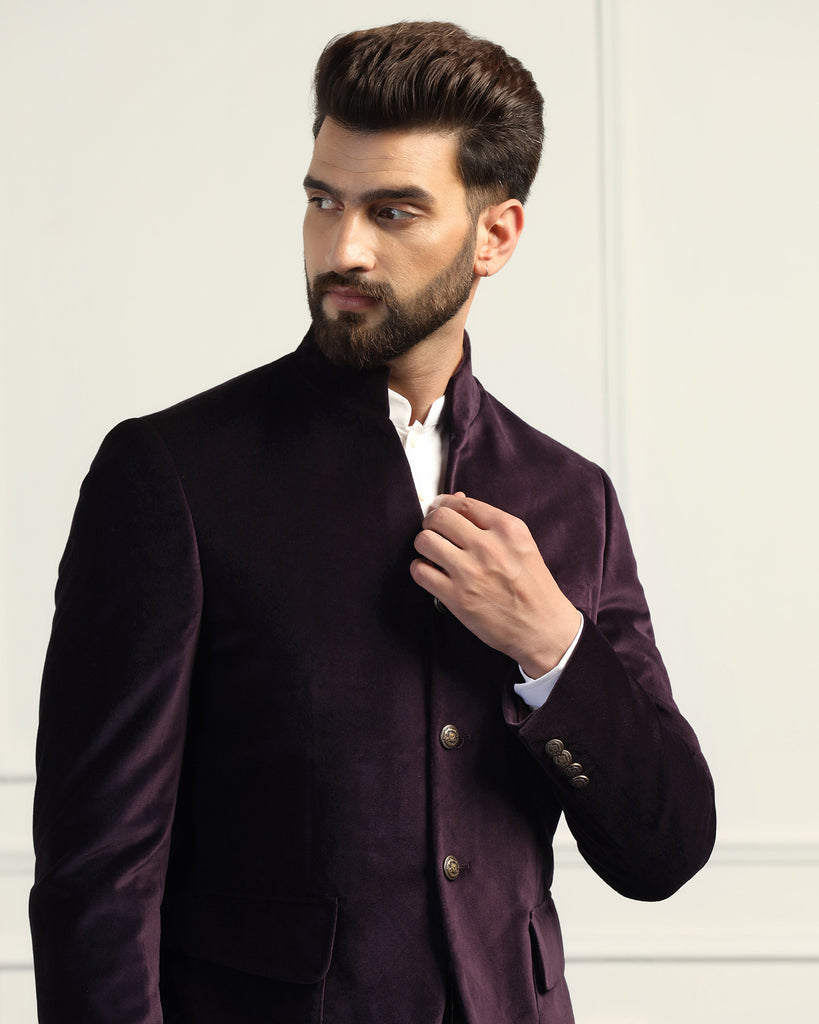 Formal Purple Textured Blazer - Triber