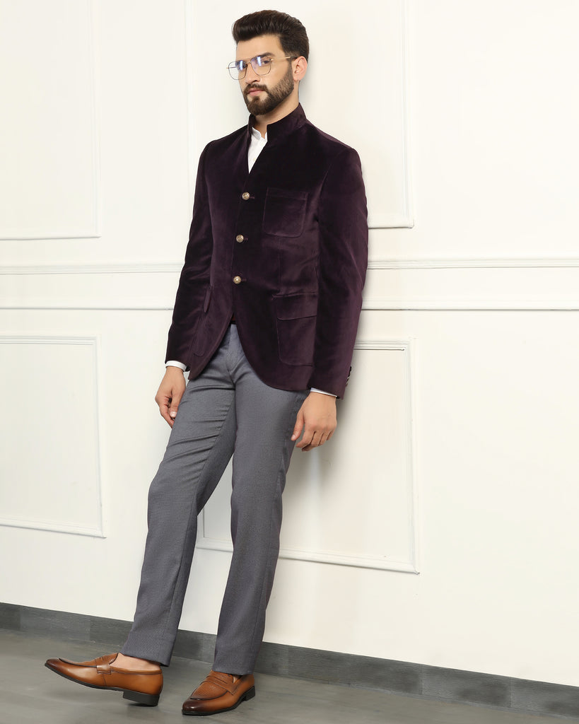 Formal Purple Textured Blazer - Triber