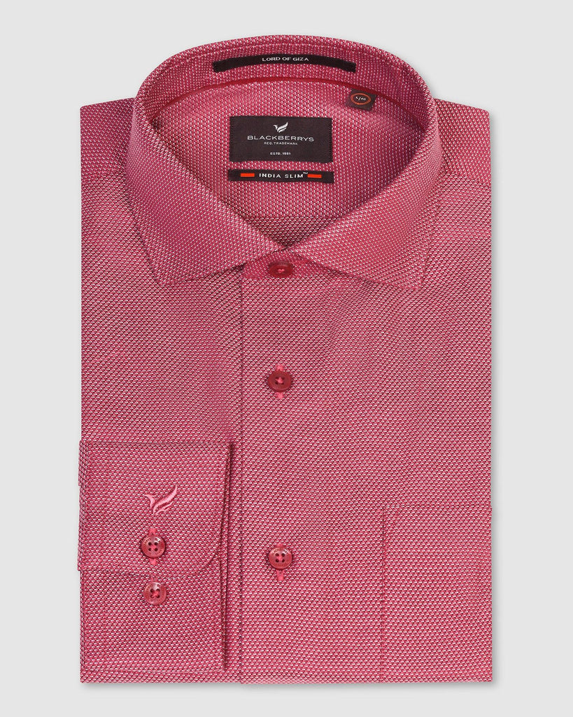 Formal Red Textured Shirt - Cosmo