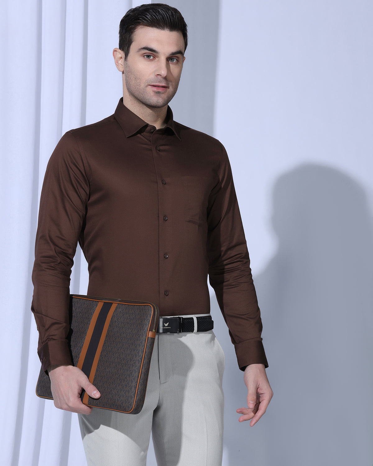 Rust Solid Buy Georgia UnWrinkle Rust Solid Shirt Online India