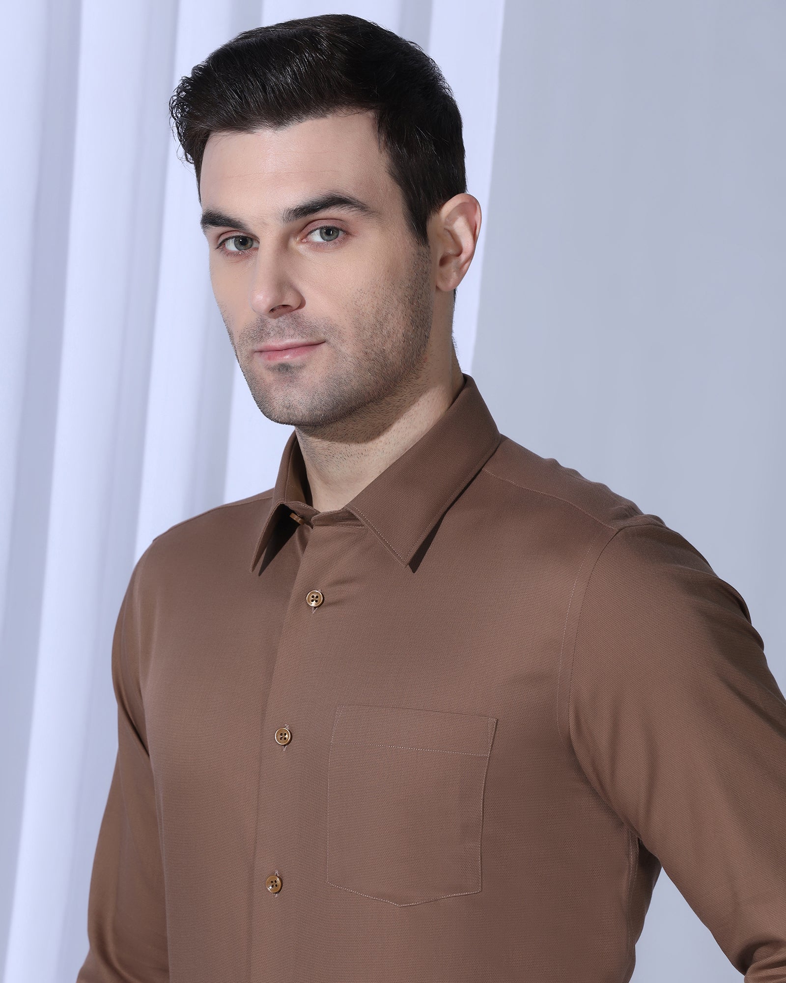 Non Iron Formal Rust Textured Shirt - Vlog