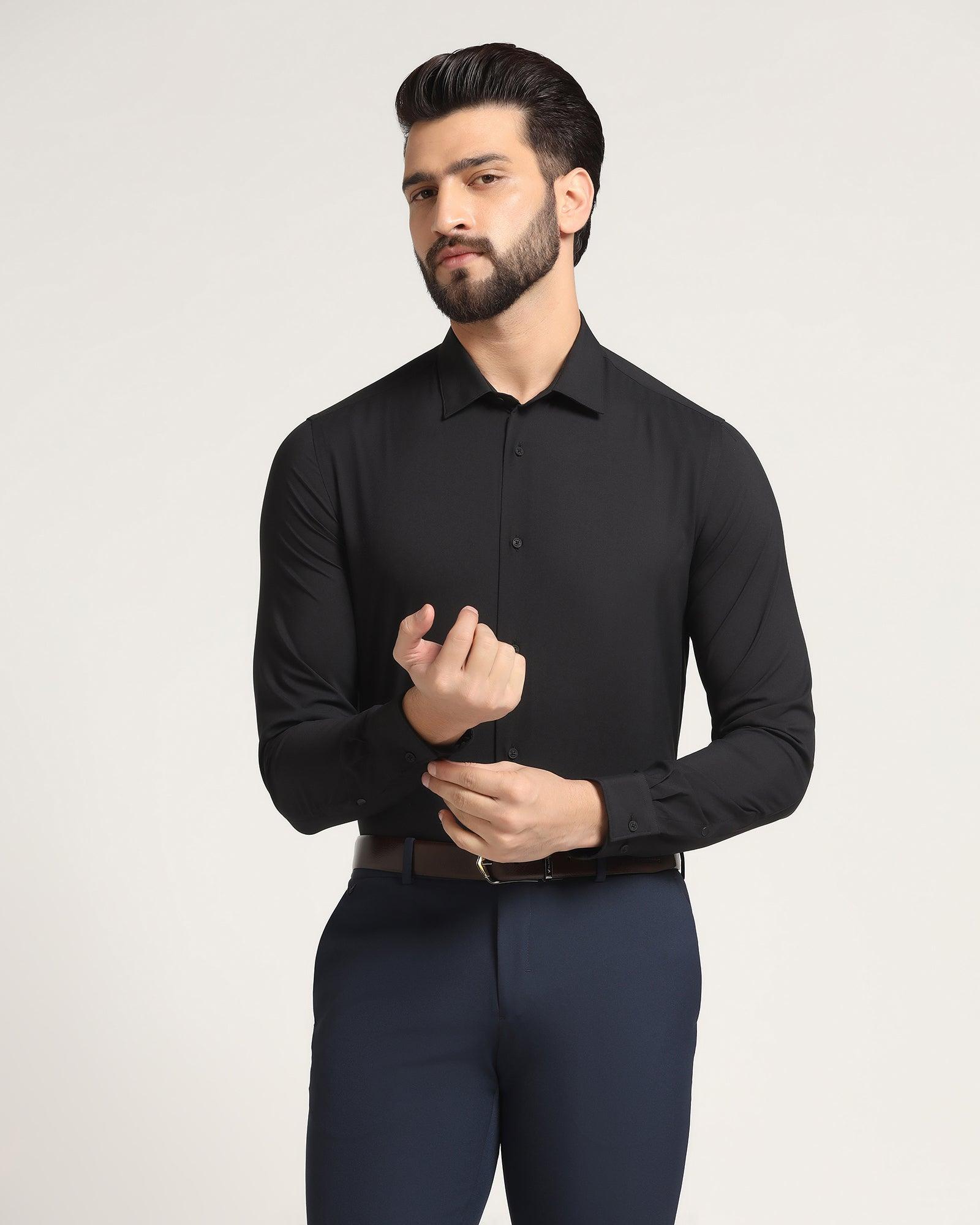 TechPro Formal Black Solid Shirt - Shepherd - Blackberrys