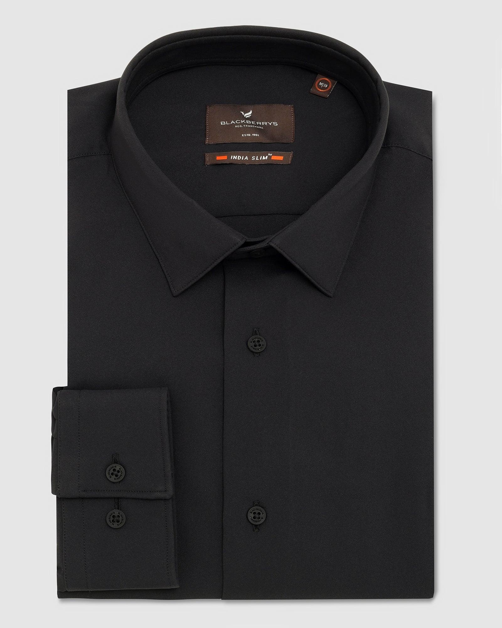 TechPro Formal Black Solid Shirt - Shepherd - Blackberrys