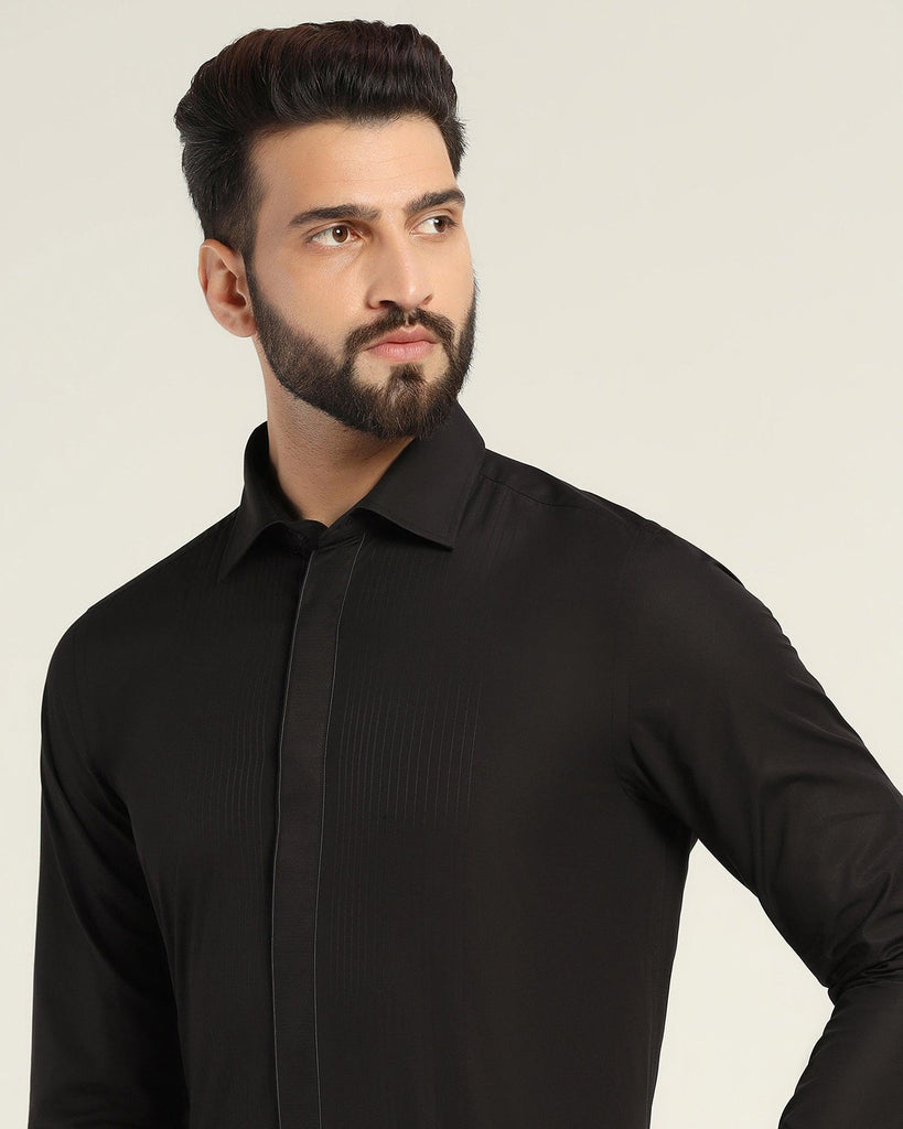 Formal Black Solid Shirt - Viking