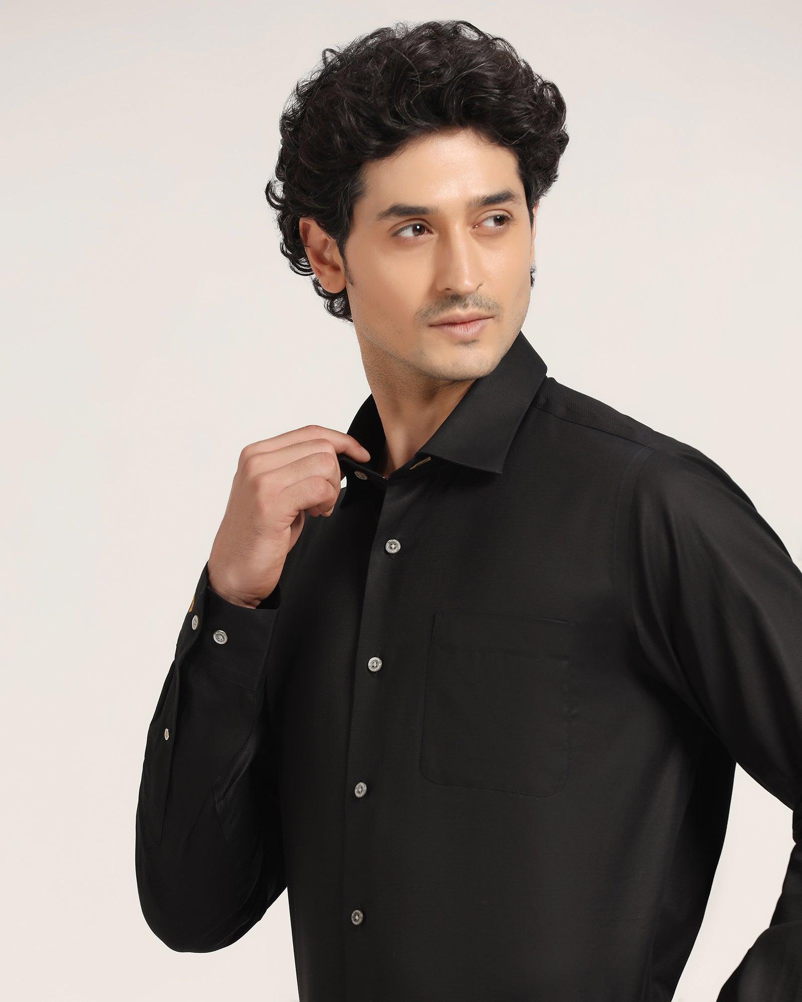 Luxe Formal Black Solid Shirt - Wonder - Blackberrys