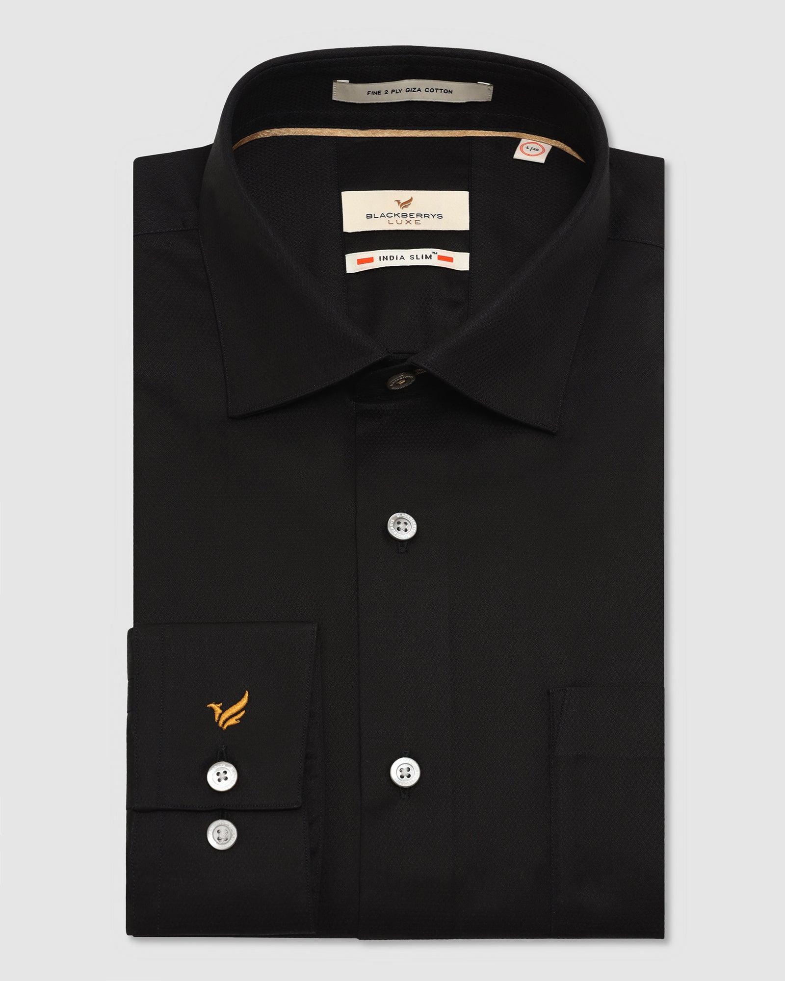Luxe Formal Black Solid Shirt - Wonder - Blackberrys