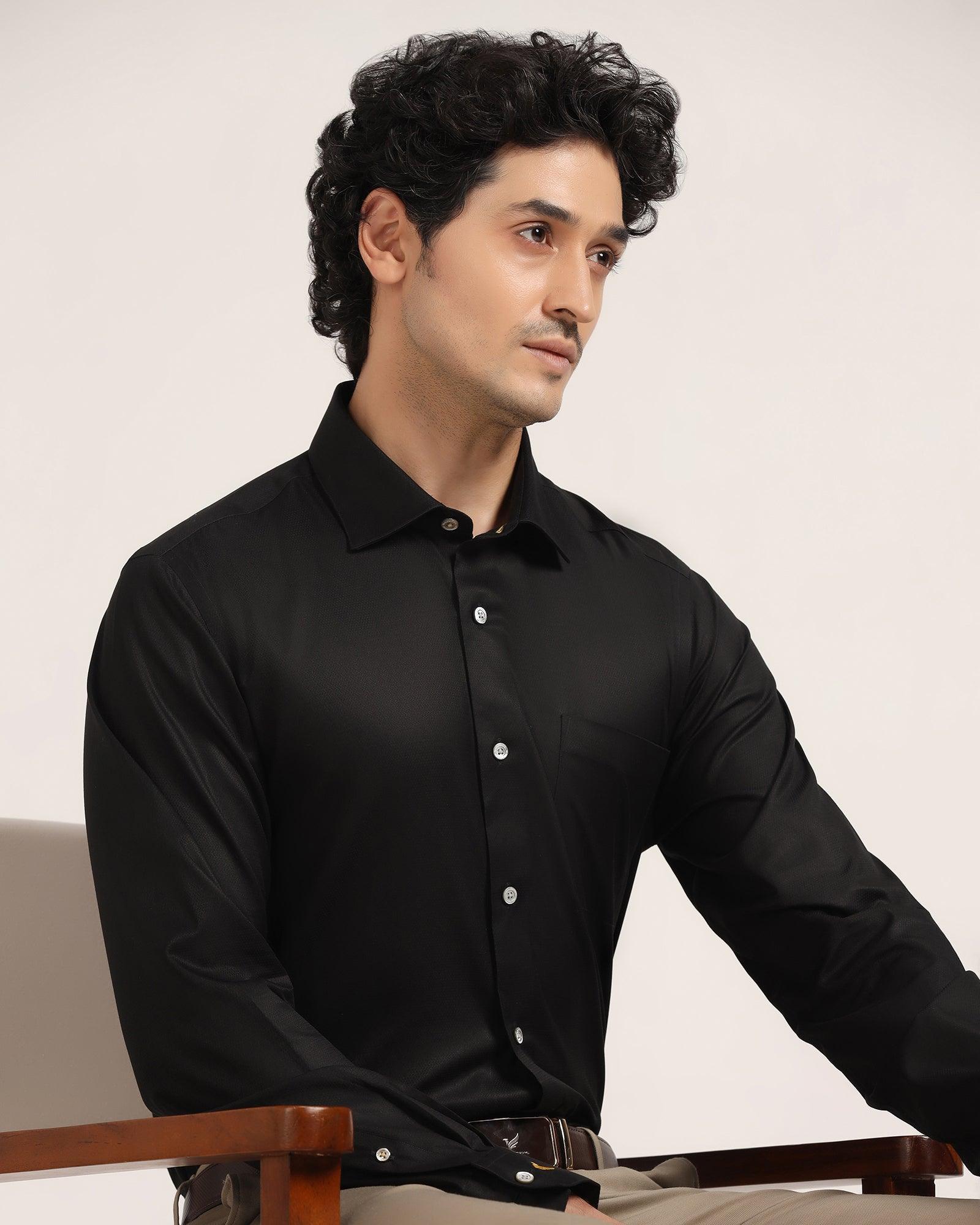 Luxe Formal Black Solid Shirt - Wonder - Blackberrys