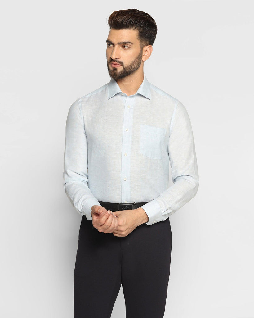 Linen Formal Blue Solid Shirt - Nerd