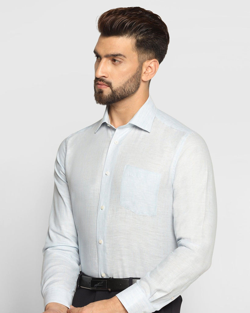 Linen Formal Blue Solid Shirt - Nerd