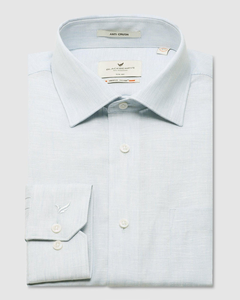 Linen Formal Blue Solid Shirt - Nerd