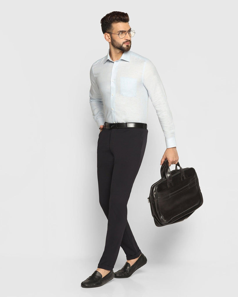 Linen Formal Blue Solid Shirt - Nerd