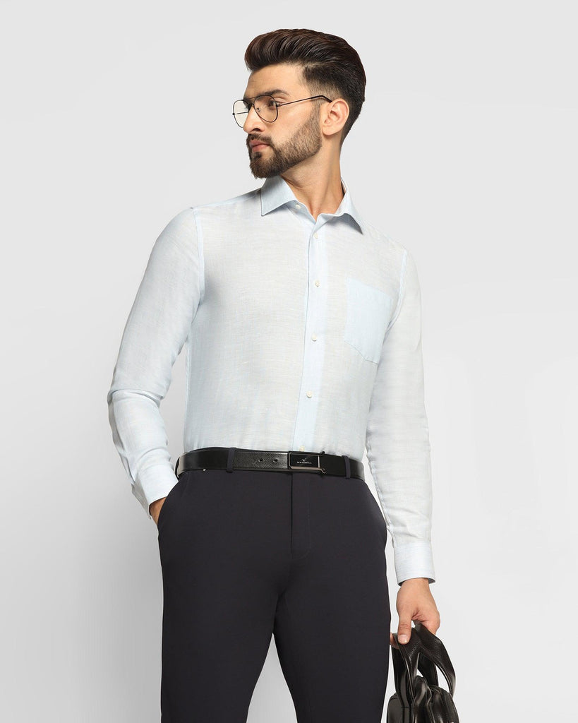 Linen Formal Blue Solid Shirt - Nerd