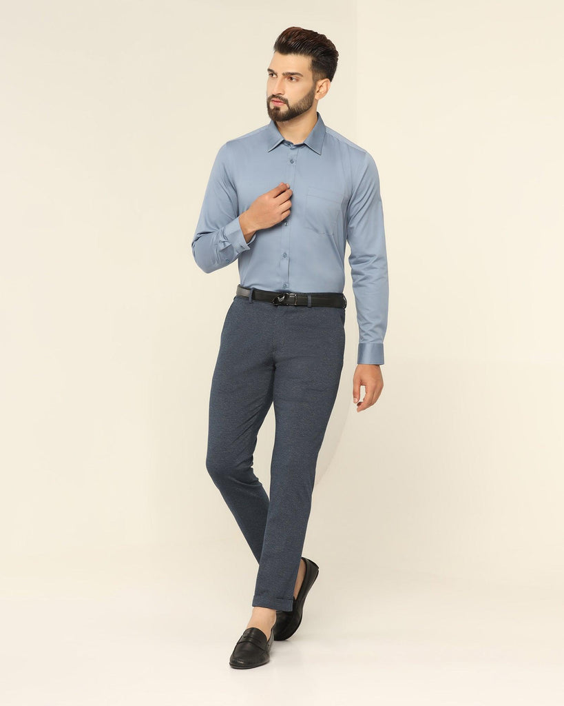 Formal Blue Solid Shirt - Polly