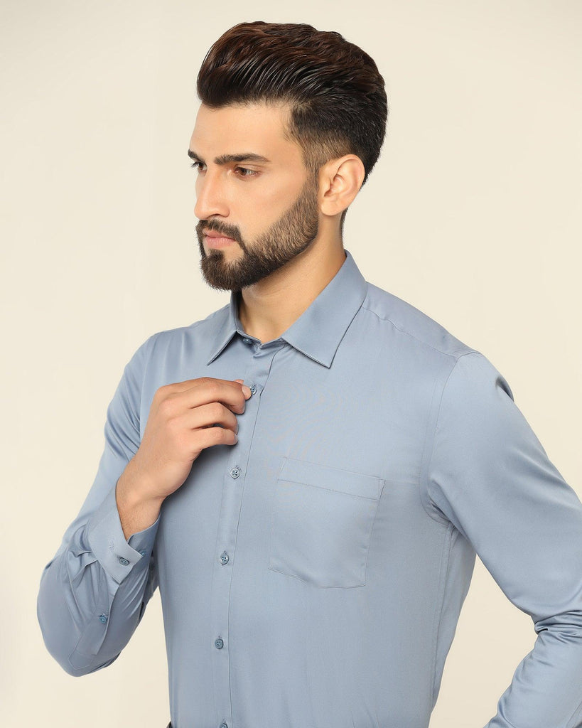 Formal Blue Solid Shirt - Polly