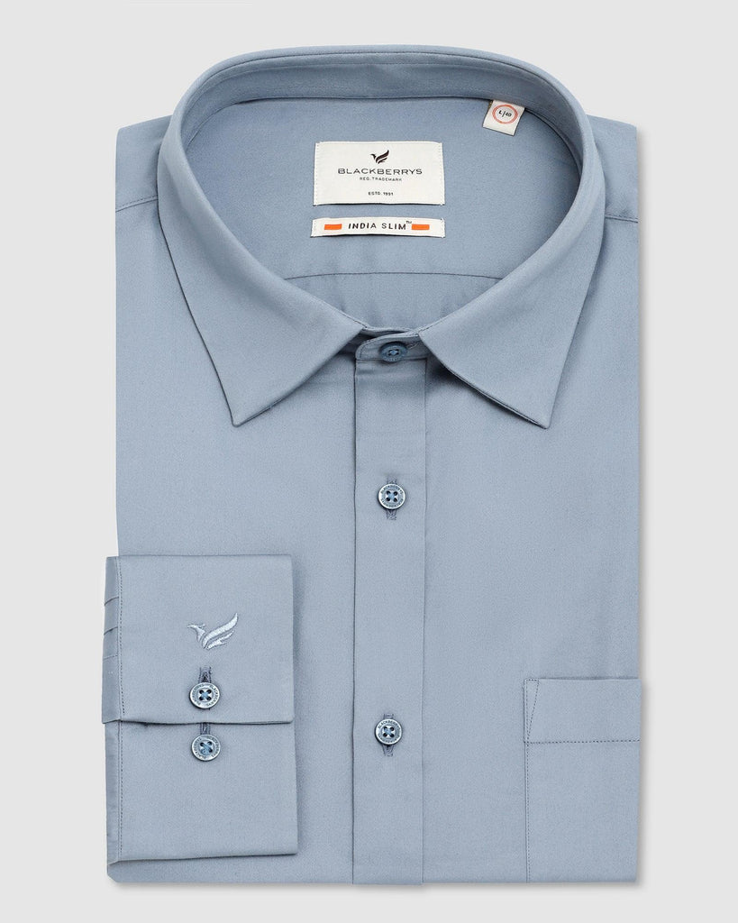 Formal Blue Solid Shirt - Polly