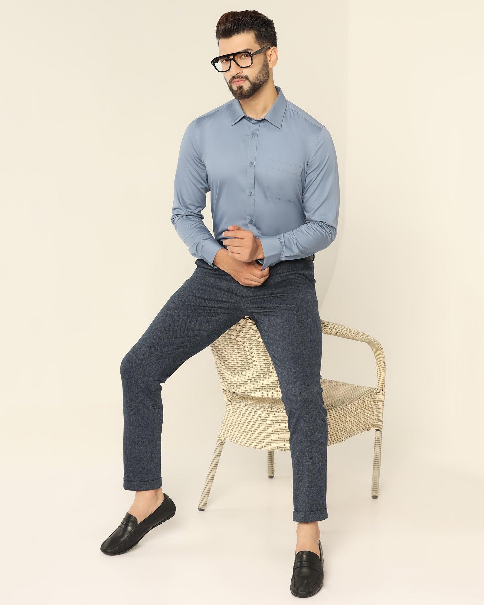 Performance Dress Shirt in Mid Blue - TAILORED ATHLETE - USA