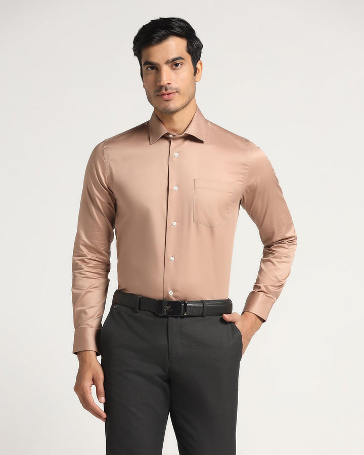 Formal Brown Solid Shirt - Simble