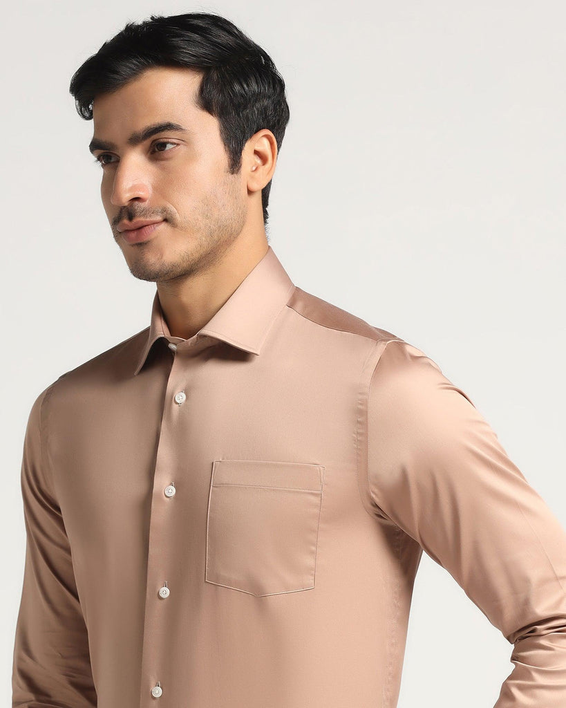 Formal Brown Solid Shirt - Simble