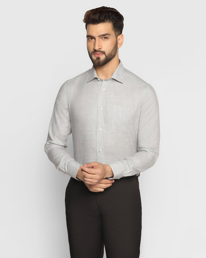 Linen Formal Grey Solid Shirt - Nerd