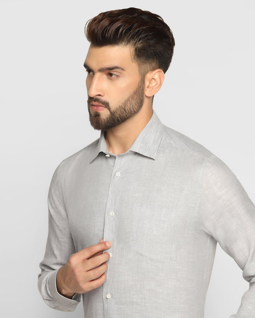 Linen Formal Grey Solid Shirt - Nerd