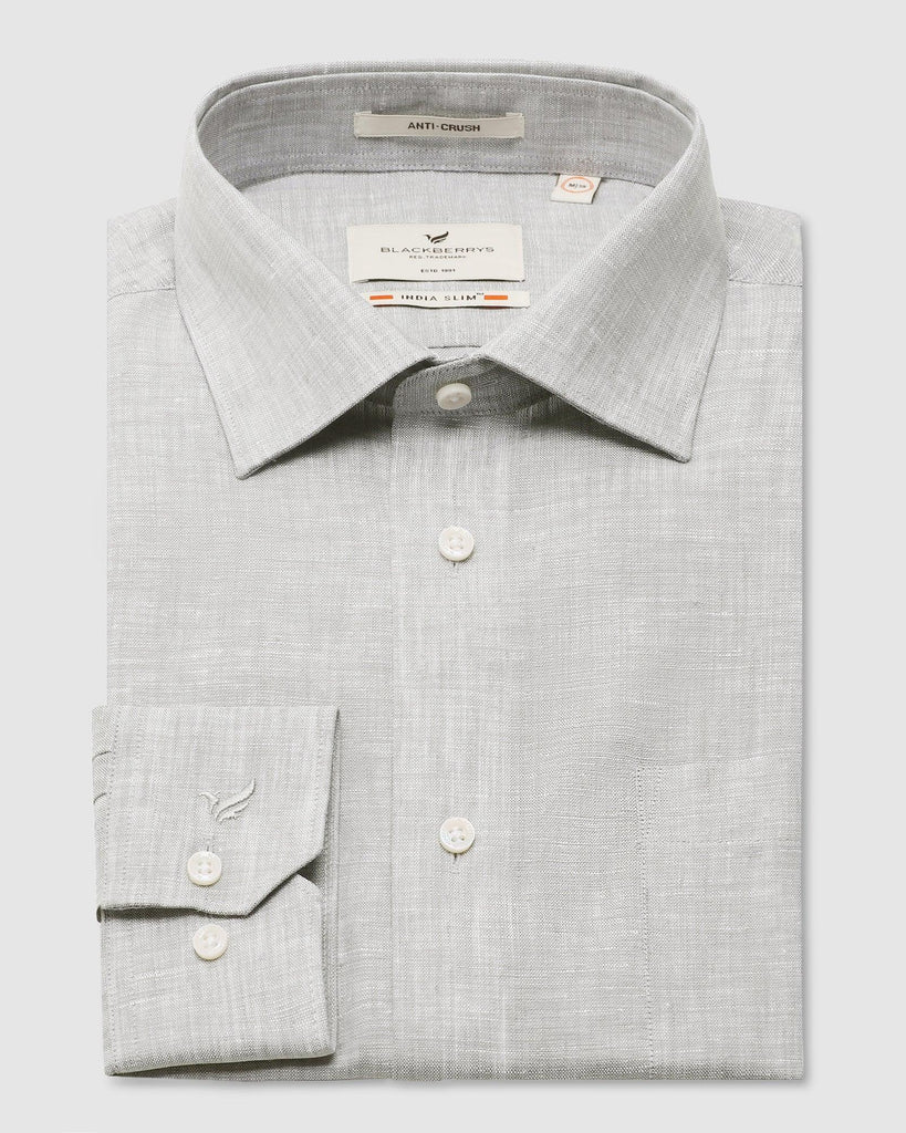 Linen Formal Grey Solid Shirt - Nerd