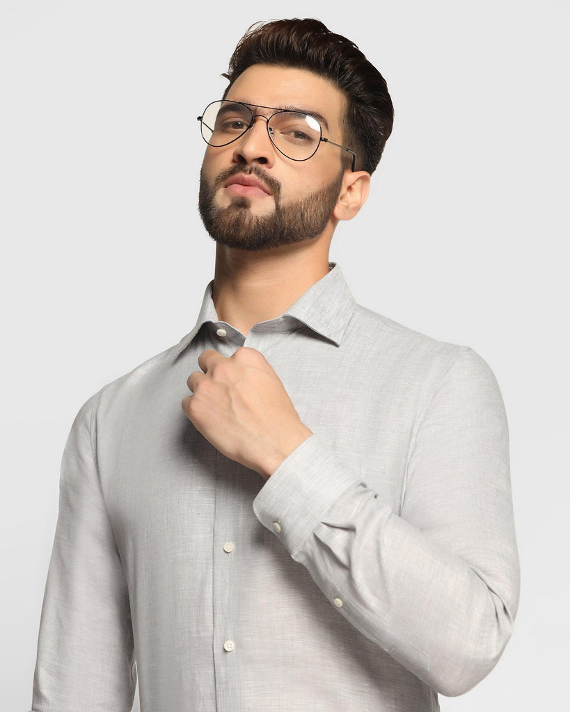 Linen Formal Grey Solid Shirt - Nerd