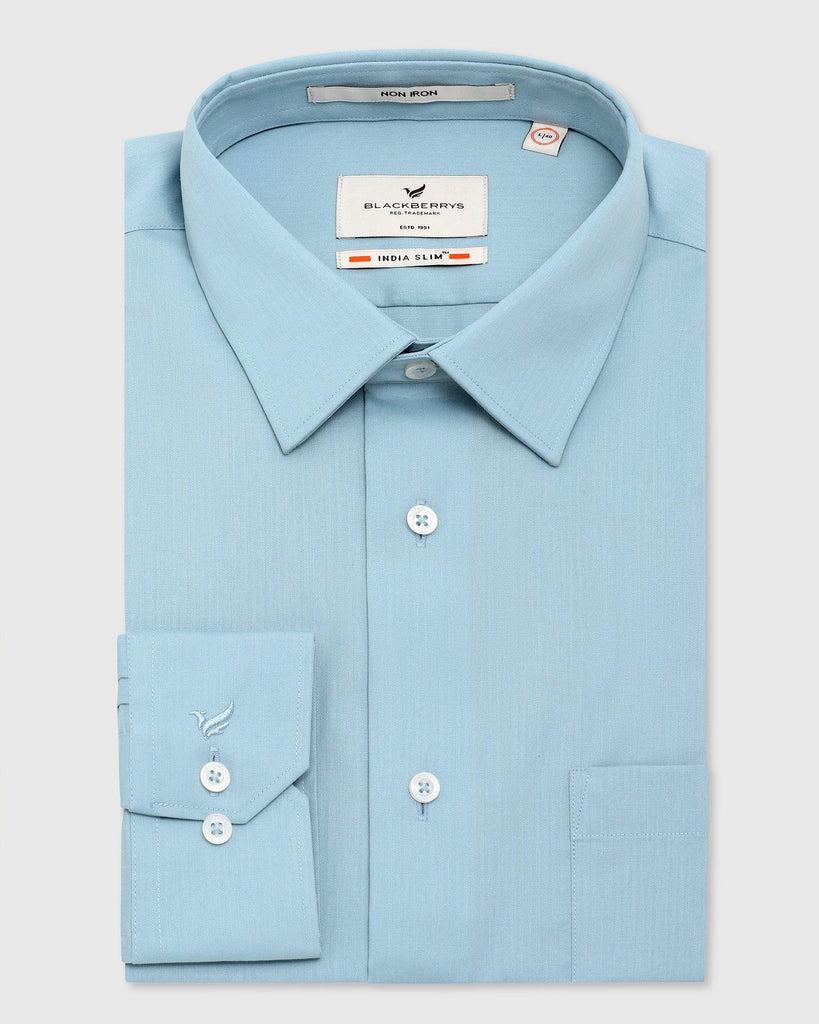 Non Iron Formal Powder Blue Solid Shirt - Susan