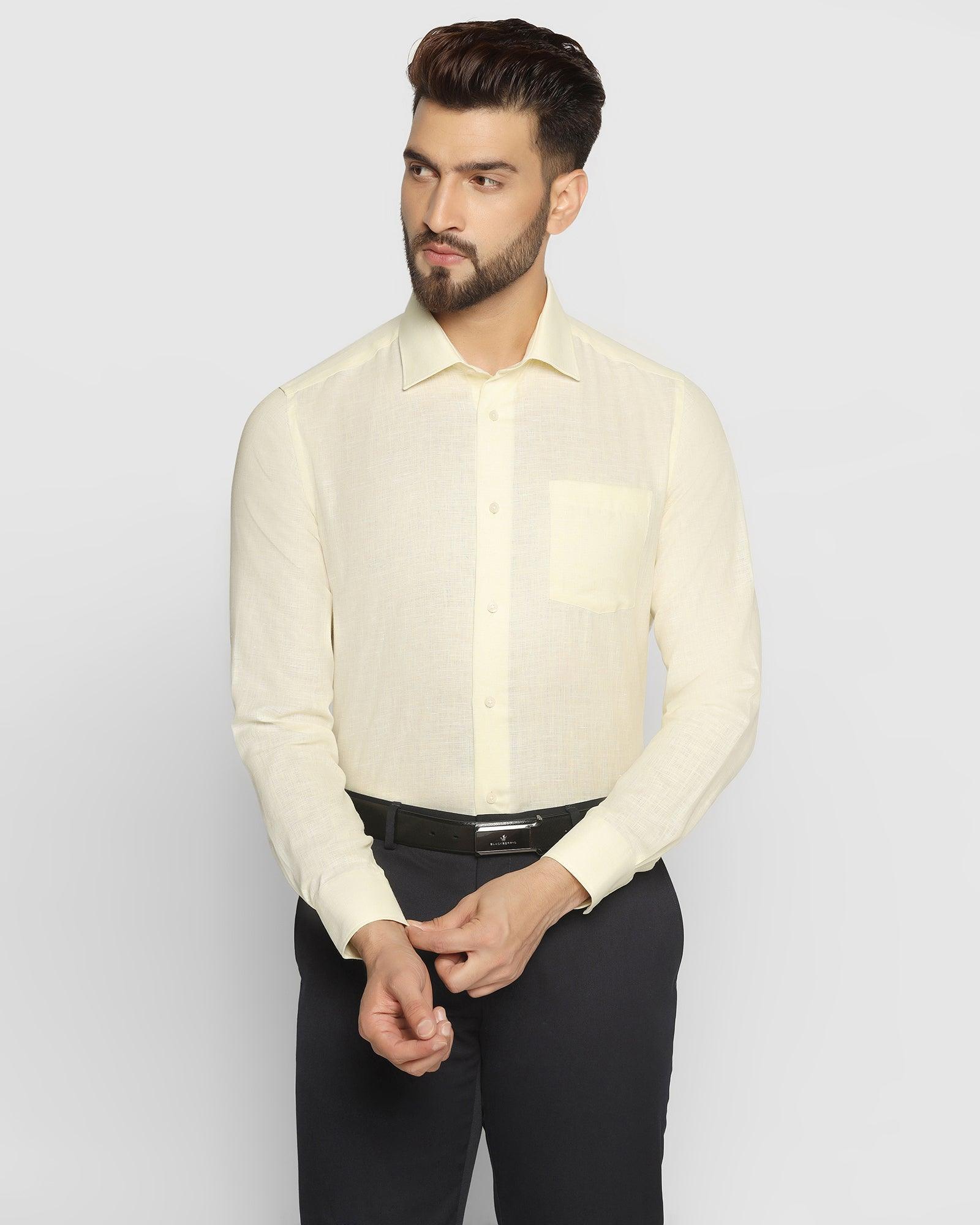 Linen Formal Yellow Solid Shirt - Nerd