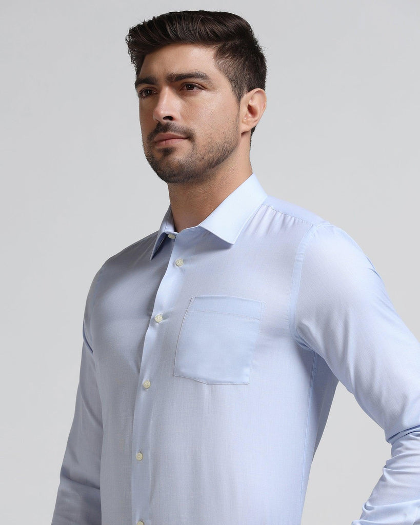 Formal Sky Blue Solid Shirt - Dorken
