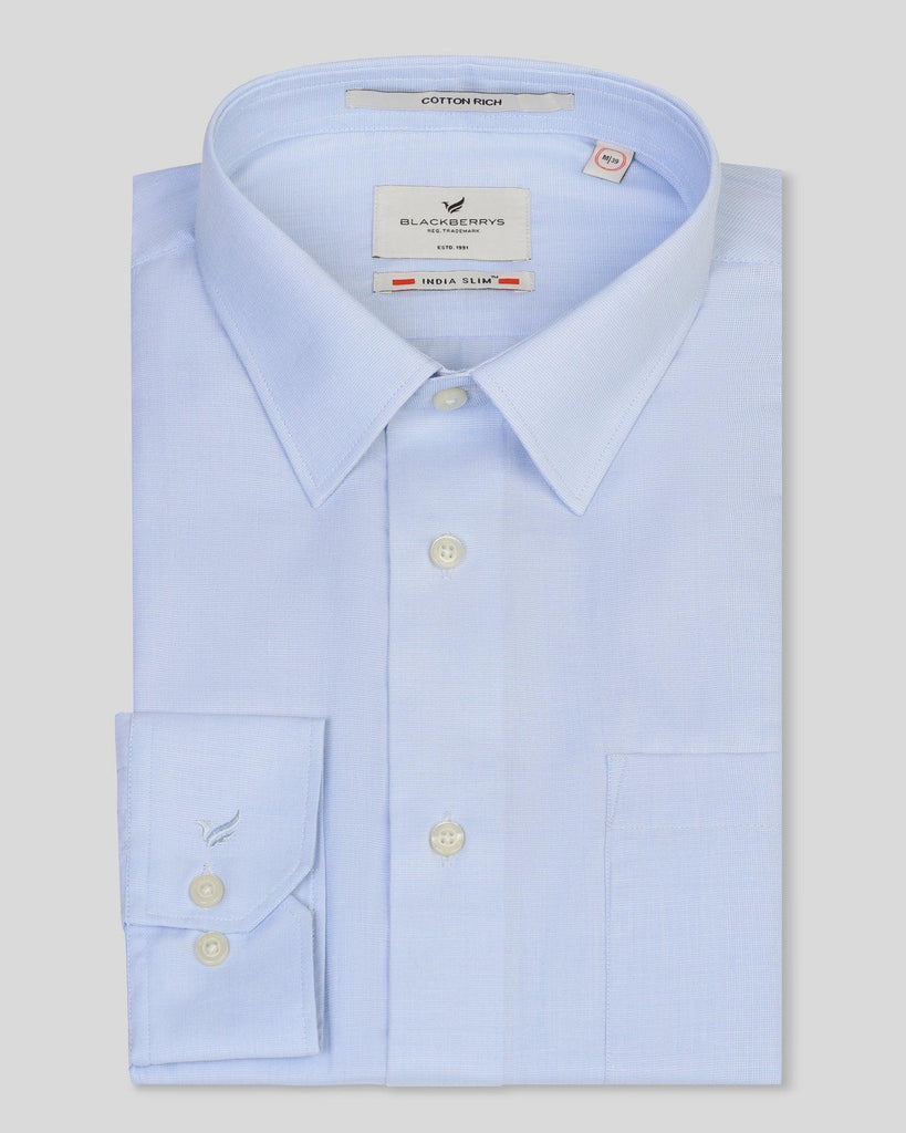 Formal Sky Blue Solid Shirt - Dorken